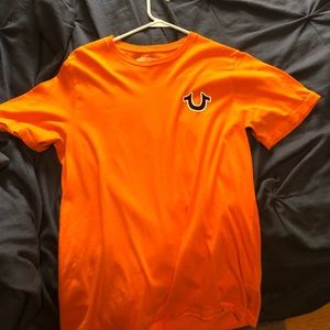 true religion orange shirt